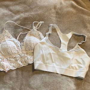 Victoria's Secret White Lace and Satin Bra Duo